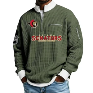 Ottawa Senators Waffle Sweatshirt Quarter-Zip Stand Collar 2026 Limited Personalize Name