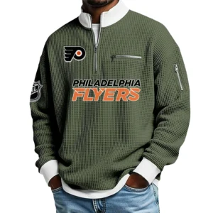 Philadelphia Flyers Waffle Sweatshirt Quarter-Zip Stand Collar 2026 Limited Personalize Name