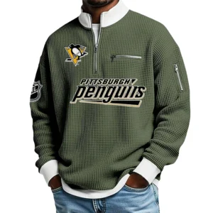 Pittsburgh Penguins Waffle Sweatshirt Quarter-Zip Stand Collar 2026 Limited Personalize Name