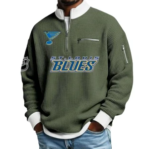 St. Louis Blues Waffle Sweatshirt Quarter-Zip Stand Collar 2026 Limited Personalize Name