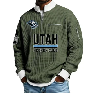 Utah Hockey Club Waffle Sweatshirt Quarter-Zip Stand Collar 2026 Limited Personalize Name