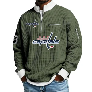 Washington Capitals Waffle Sweatshirt Quarter-Zip Stand Collar 2026 Limited Personalize Name
