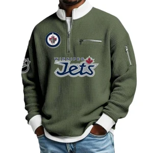 Winnipeg Jets Waffle Sweatshirt Quarter-Zip Stand Collar 2026 Limited Personalize Name