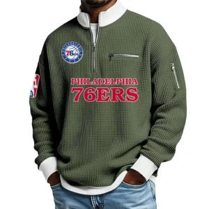 Philadelphia 76ers Waffle Sweatshirt Quarter-Zip Stand Collar 2026 Limited Personalize Name