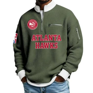 Atlanta Hawks Waffle Sweatshirt Quarter-Zip Stand Collar 2026 Limited Personalize Name
