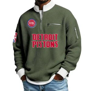 Detroit Pistons Waffle Sweatshirt Quarter-Zip Stand Collar 2026 Limited Personalize Name