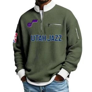 Utah Jazz Waffle Sweatshirt Quarter-Zip Stand Collar 2026 Limited Personalize Name