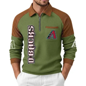 Arizona Diamondbacks Men's Waffle Knit Contrast Color Half Zip Pullover