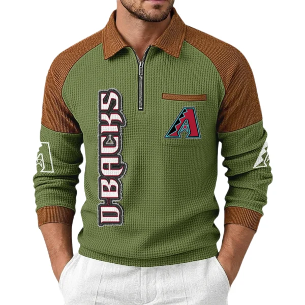 Arizona Diamondbacks Men's Waffle Knit Contrast Color Half Zip Pullover