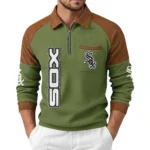 Chicago White Sox Men's Waffle Knit Contrast Color Half Zip Pullover