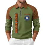 Houston Astros Men's Waffle Knit Contrast Color Half Zip Pullover
