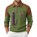 Los Angeles Angels Men's Waffle Knit Contrast Color Half Zip Pullover