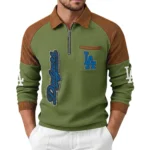 Los Angeles Dodgers Men's Waffle Knit Contrast Color Half Zip Pullover