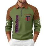 Minnesota Twins Men's Waffle Knit Contrast Color Half Zip Pullover