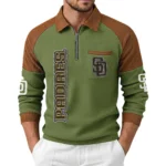San Diego Padres Men's Waffle Knit Contrast Color Half Zip Pullover