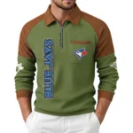 Toronto Blue Jays Men's Waffle Knit Contrast Color Half Zip Pullover
