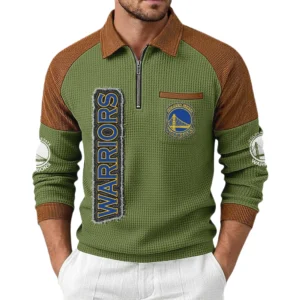 Golden State Warriors Men's Waffle Knit Contrast Color Half Zip Pullover