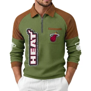 Miami Heat Men's Waffle Knit Contrast Color Half Zip Pullover