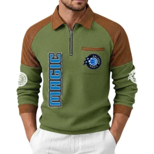 Orlando Magic Men's Waffle Knit Contrast Color Half Zip Pullover