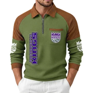 Sacramento Kings Men's Waffle Knit Contrast Color Half Zip Pullover