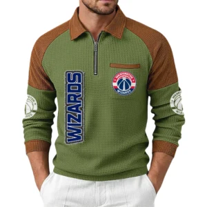 Washington Wizards Men's Waffle Knit Contrast Color Half Zip Pullover