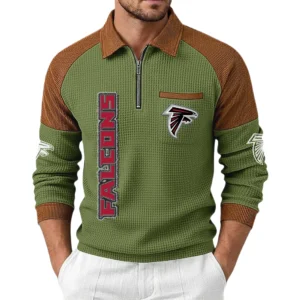 Atlanta Falcons Men's Waffle Knit Contrast Color Half Zip Pullover