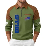 Buffalo Bills Men's Waffle Knit Contrast Color Half Zip Pullover