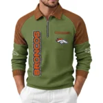 Denver Broncos Men's Waffle Knit Contrast Color Half Zip Pullover
