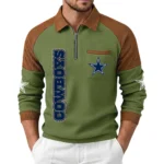 Dallas Cowboys Men's Waffle Knit Contrast Color Half Zip Pullover
