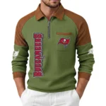 Tampa Bay Buccaneers Men's Waffle Knit Contrast Color Half Zip Pullover