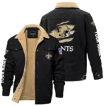 New Orleans Saints Fleece Lined Thick Jacket With Fur Lapel Collar Custom Name