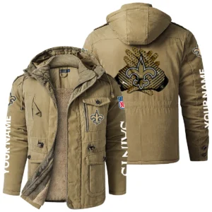 New Orleans Saints Windproof Fleece Jacket Hooded Custom Name