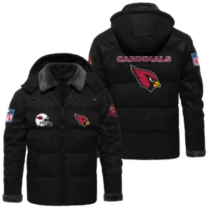 Arizona Cardinals Puffer Jacket Hooded Detachable x PU Leather Custom Name