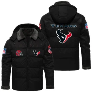 Houston Texans Puffer Jacket Hooded Detachable x PU Leather Custom Name