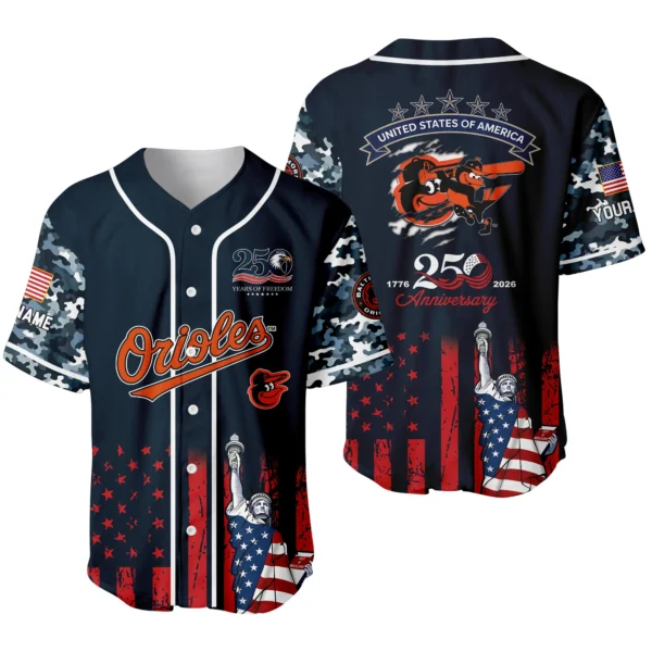 Baltimore Orioles x 250th Anniversay Baseball Jersey Limited Edition Premium Short Sleeve Personalize Name