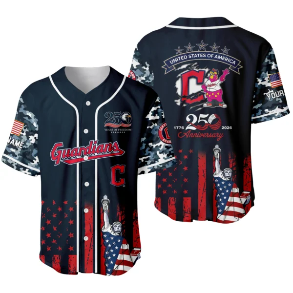 Cleveland Guardians x 250th Anniversay Baseball Jersey Limited Edition Premium Short Sleeve Personalize Name