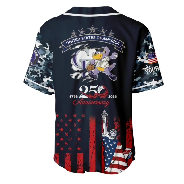 Colorado Rockies x 250th Anniversay Baseball Jersey Limited Edition Premium Short Sleeve Personalize Name