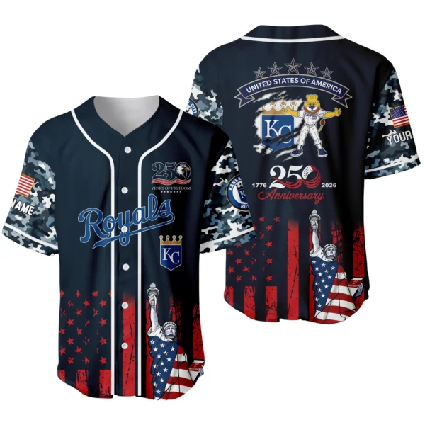 Kansas City Royals x 250th Anniversay Baseball Jersey Limited Edition Premium Short Sleeve Personalize Name