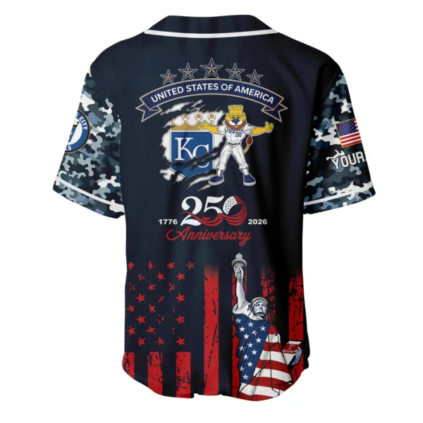 Kansas City Royals x 250th Anniversay Baseball Jersey Limited Edition Premium Short Sleeve Personalize Name
