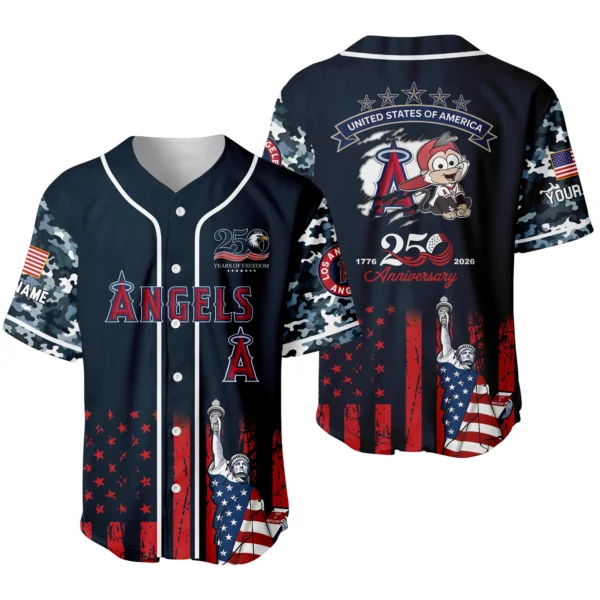 Los Angeles Angels x 250th Anniversay Baseball Jersey Limited Edition Premium Short Sleeve Personalize Name