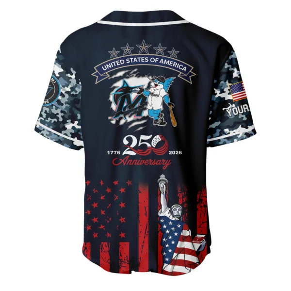 Miami Marlins x 250th Anniversay Baseball Jersey Limited Edition Premium Short Sleeve Personalize Name