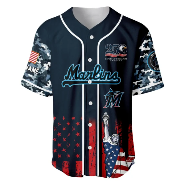 Miami Marlins x 250th Anniversay Baseball Jersey Limited Edition Premium Short Sleeve Personalize Name