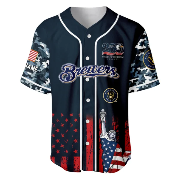 Milwaukee Brewers x 250th Anniversay Baseball Jersey Limited Edition Premium Short Sleeve Personalize Name
