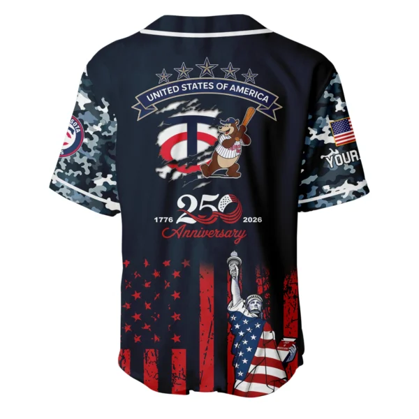 Minnesota Twins x 250th Anniversay Baseball Jersey Limited Edition Premium Short Sleeve Personalize Name