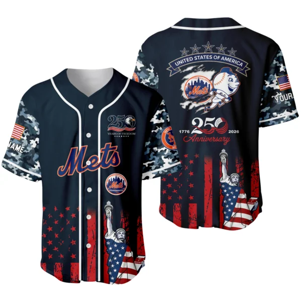 New York Mets x 250th Anniversay Baseball Jersey Limited Edition Premium Short Sleeve Personalize Name