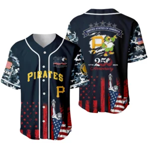 Pittsburgh Pirates x 250th Anniversay Baseball Jersey Limited Edition Premium Short Sleeve Personalize Name