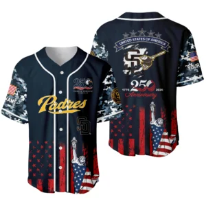 San Diego Padres x 250th Anniversay Baseball Jersey Limited Edition Premium Short Sleeve Personalize Name