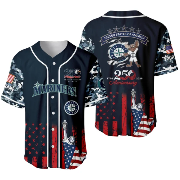 Seattle Mariners x 250th Anniversay Baseball Jersey Limited Edition Premium Short Sleeve Personalize Name