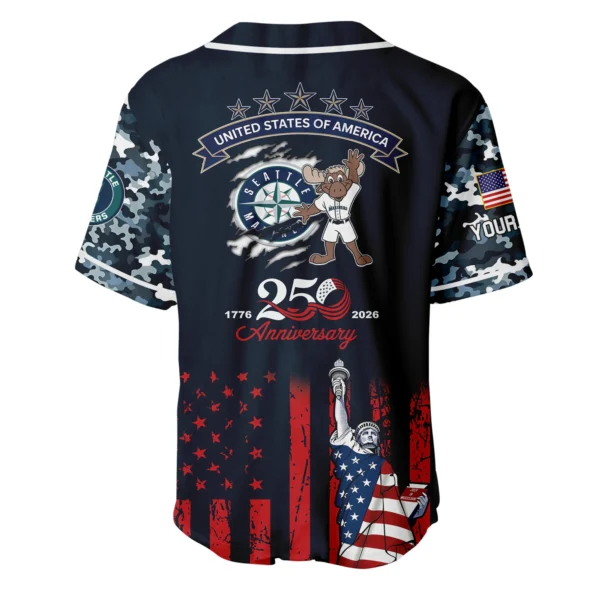 Seattle Mariners x 250th Anniversay Baseball Jersey Limited Edition Premium Short Sleeve Personalize Name