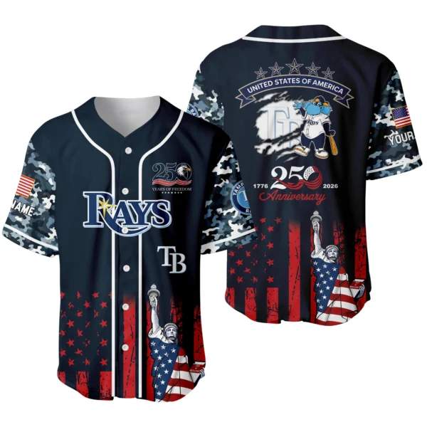 Tampa Bay Rays x 250th Anniversay Baseball Jersey Limited Edition Premium Short Sleeve Personalize Name
